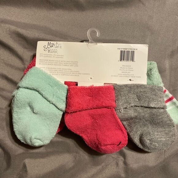 *NWT* Mary Jane & Buster Baby Girl Socks 6 Pack 0-6Month - Picture 2 of 2